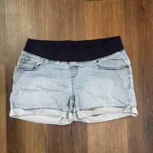 Great Expectations Light Blue Denim Maternity Shorts